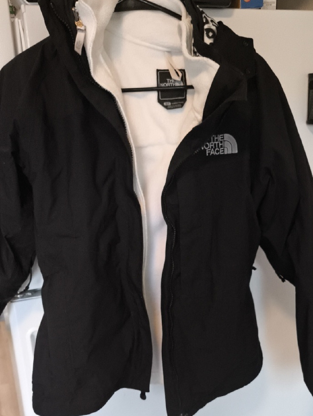 The North Face Black Hooded Puffer Jacket with White Removable Fleece Lining